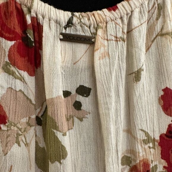 Volcom WOMEN'S SHELLO DRESS macramé top spaghetti straps ruffle hem floral boho - Picture 13 of 16